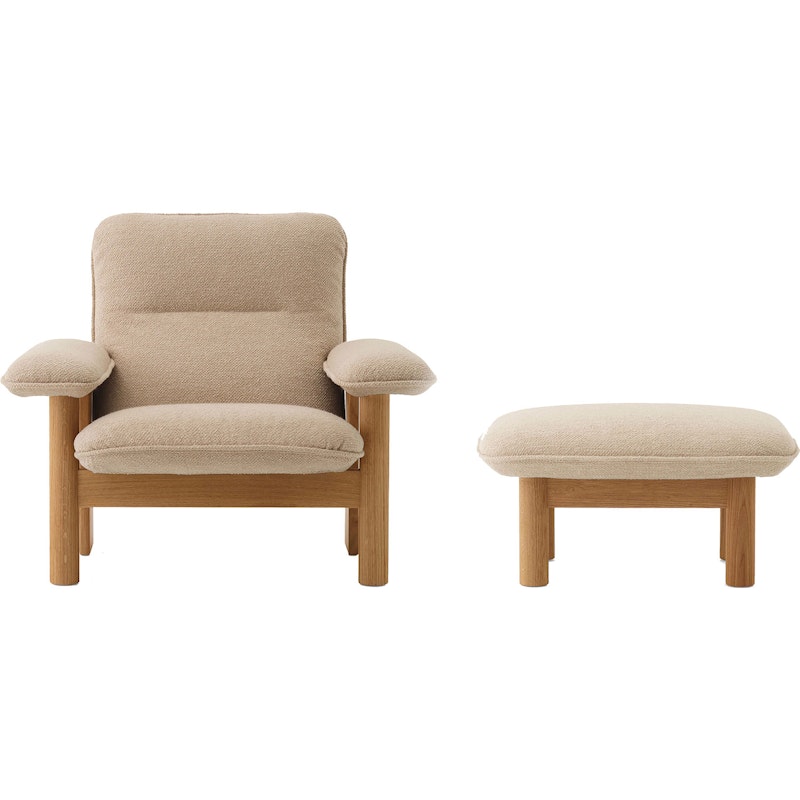 Brasilia Lænestol med Ottoman Naturlig Eg, Bouclé 02 Beige