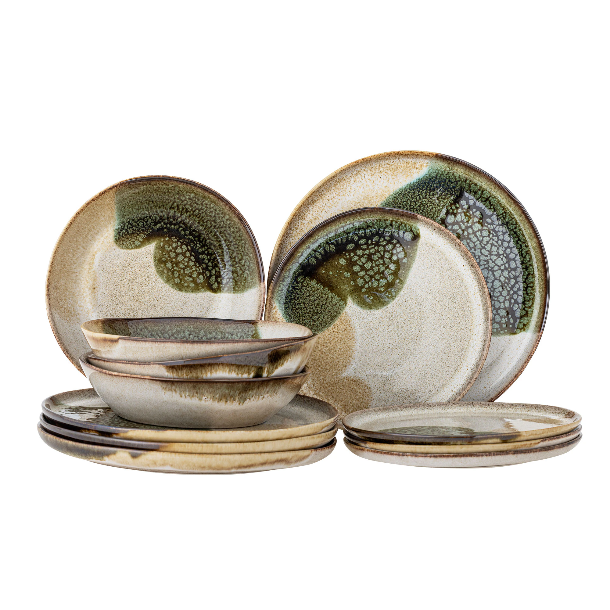 Bloomingville Jules Dinnerware Set 12-pack - Service & Starts&aelig;t Stent&oslash;j Gr&oslash;n - 82069360