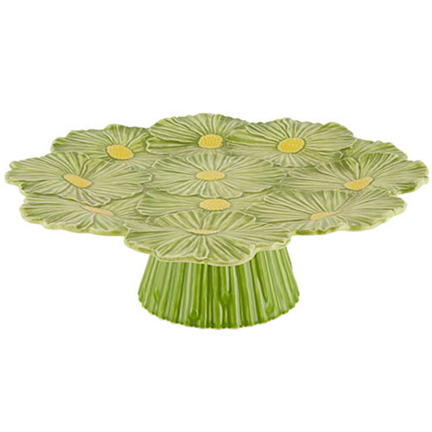 Bordallo Pinheiro Maria Flor Cake Stand 36 Cm Green - Kagefad, T&aelig;rtefade & Sk&aring;le Lert&oslash;j Gr&oslash;n - 65021851
