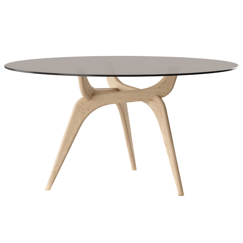 Triiio Dining Table Ø135 cm, Untreated Oak / Bronze Glass