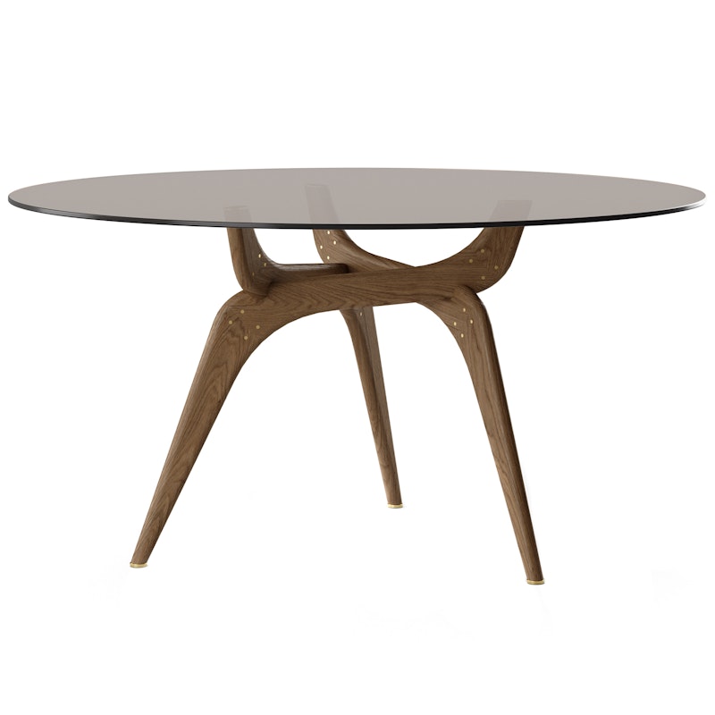 Triiio Dining Table Ø135 cm, Smoked Oak / Bronze Glass