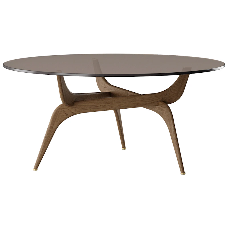 Triiio Sofabord Ø90 cm, Røget Eg / Bronzeglas