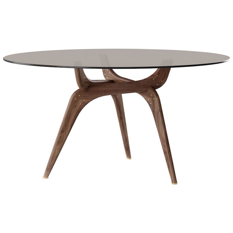 Triiio Spisebord Ø135 cm, Olieret Valnød / Bronzeglas