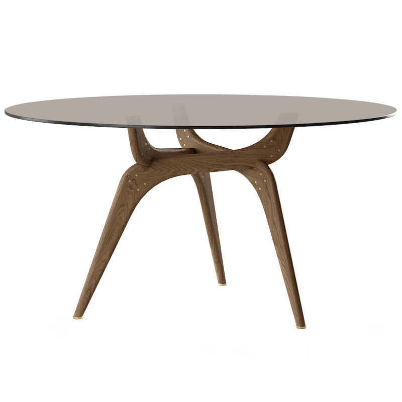 Triiio Spisebord Ø135 cm, Røget Eg / Bronzeglas