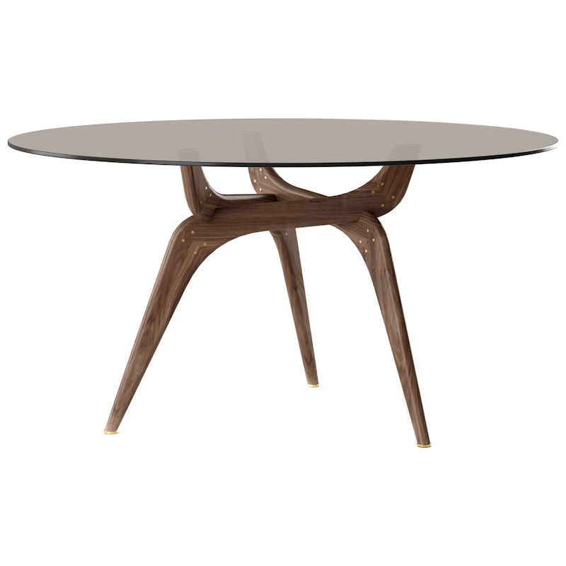 Triiio Spisebord Ø135 cm, Olieret Valnød / Bronzeglas