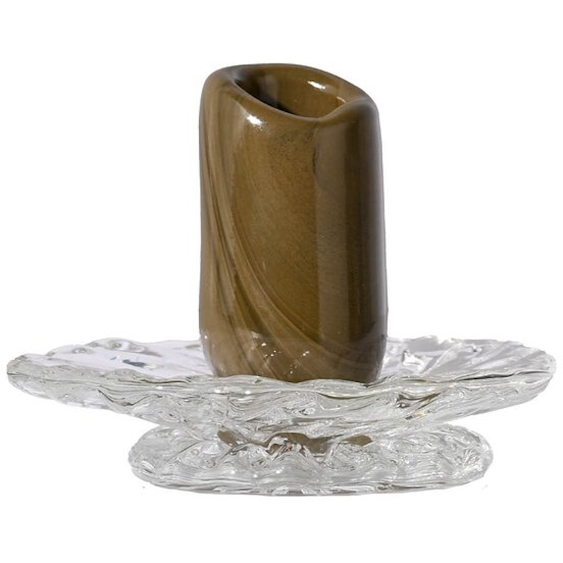 Lara Candlestick Lysestage 9 cm, Grøn / Klar