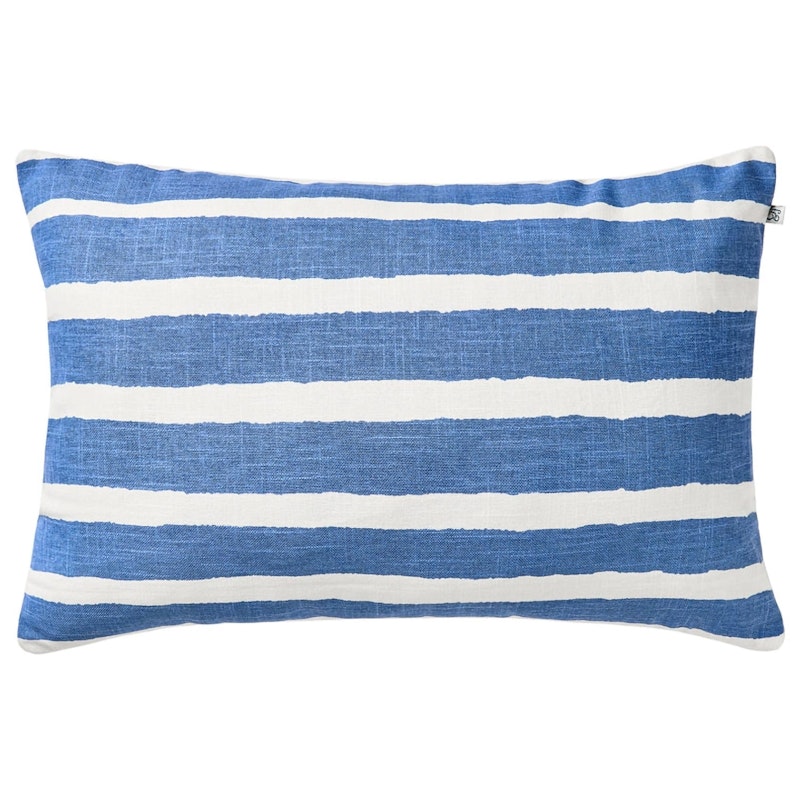 Block Stripe Udendørspude 40x60 cm, Offwhite / Riviera Blue