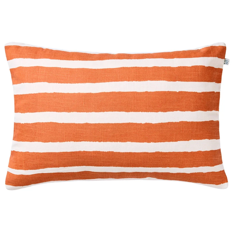 Block Stripe Udendørspude 40x60 cm, Offwhite / Apricot Orange