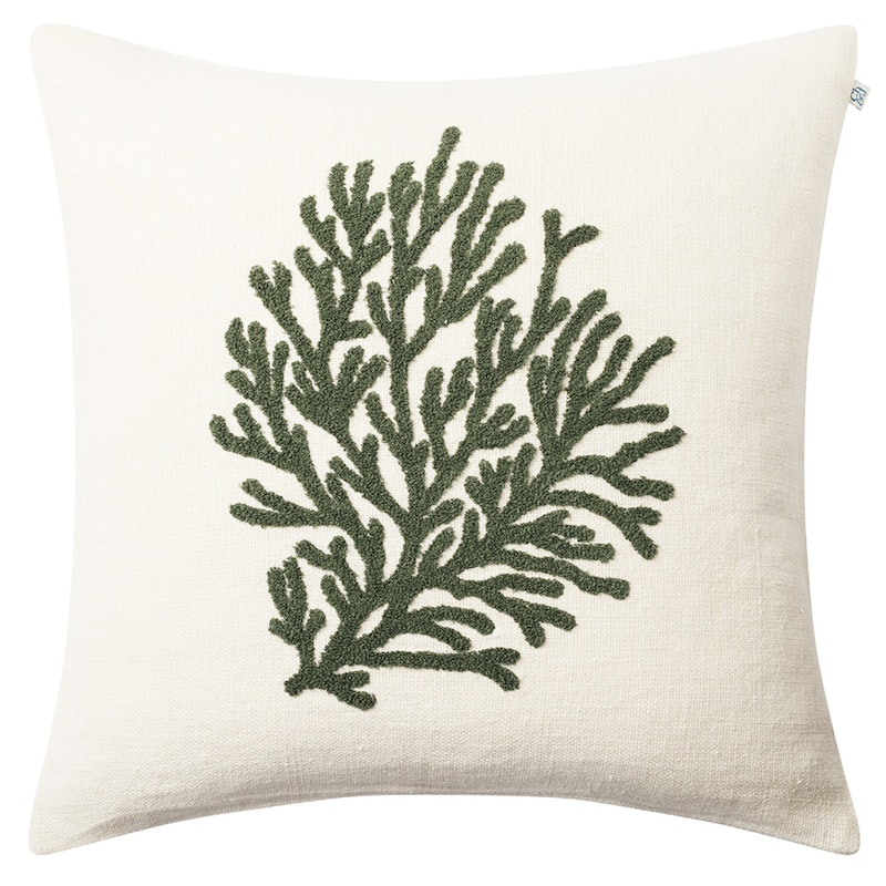 Coral Pudebetræk 50x50 cm, Offwhite/Cactus Green