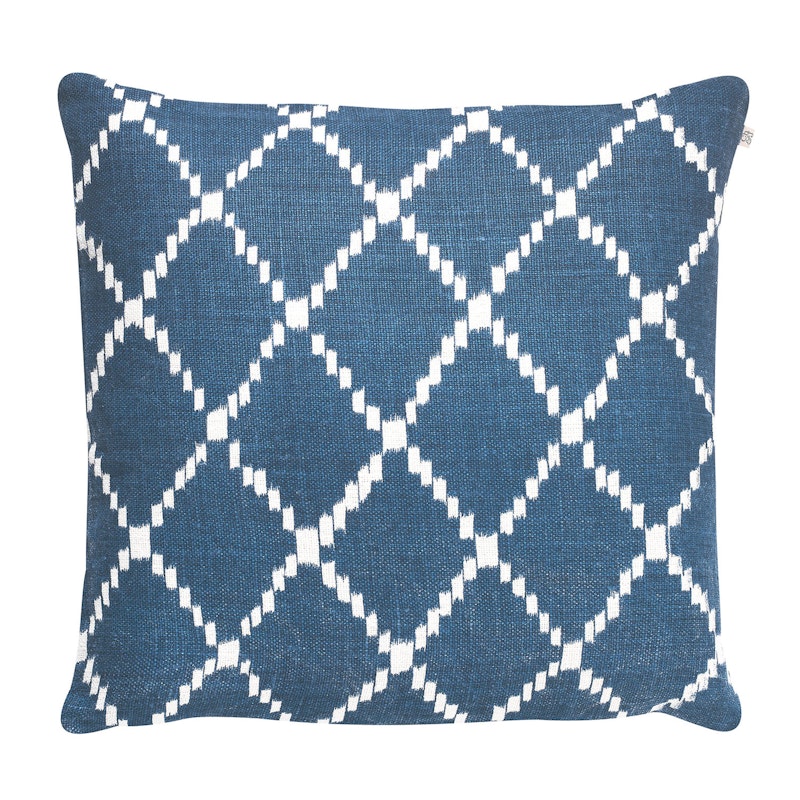 Ikat Kerela Pudebetræk 50x50cm, Blå/ Hvid