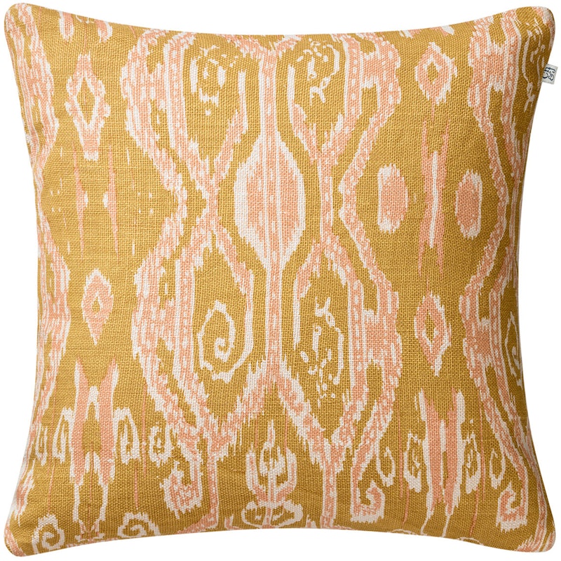 Ikat Madras Pudebetræk 50x50 cm, Spicy Yellow / Rosa