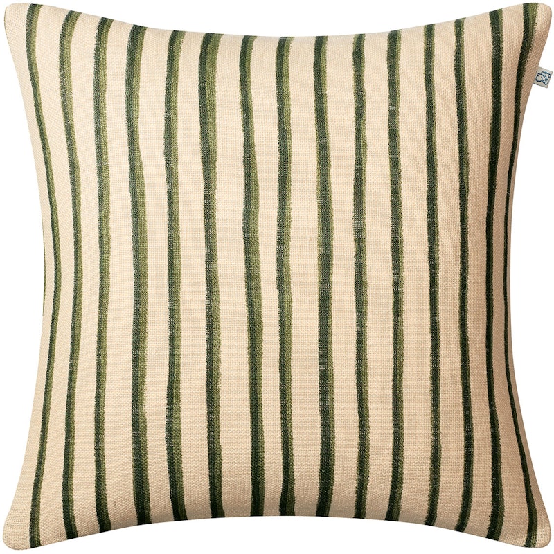 Jaipur Stripe Pudebetræk 50x50 cm, Light Beige / Cactus Green / Green