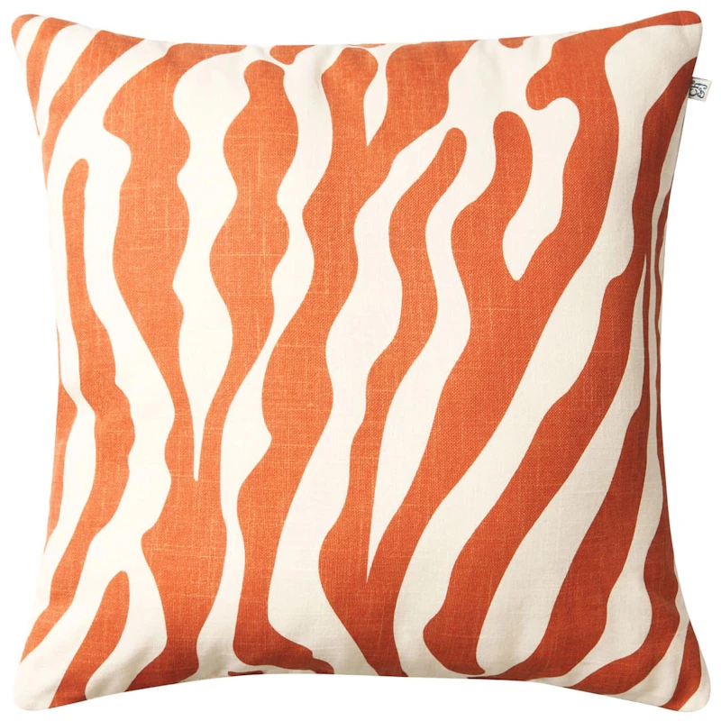 Zebra Pude 50x50 cm, Orange/Offwhite
