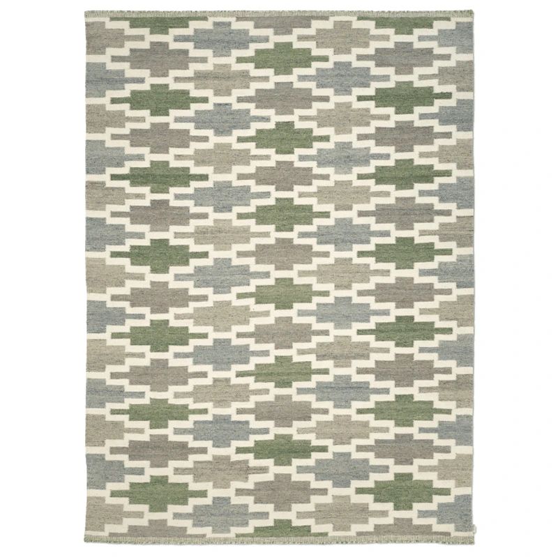 Korsnäs Uldgulvtæppe 170x230 cm, Blåt / Grønt