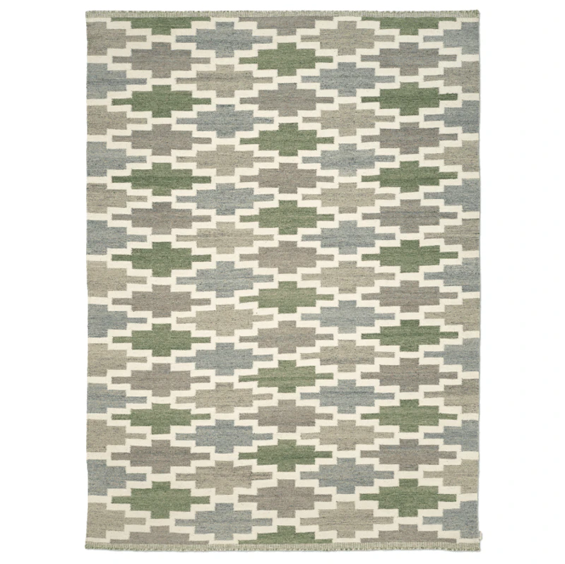 Korsnäs Uldgulvtæppe 200x300 cm, Blåt / Grønt