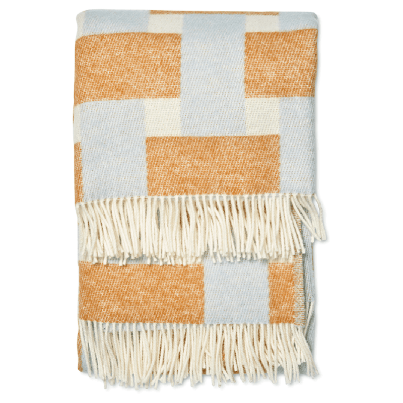 Weave Uldtæppe 130x180 cm, Hvidt / Blåt / Terrakotta