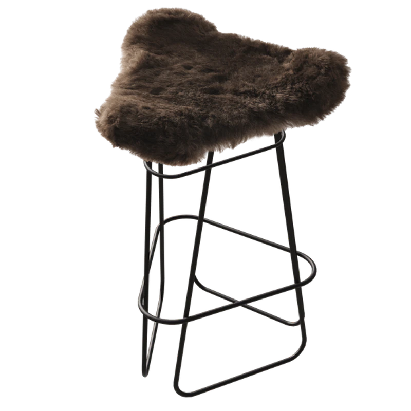 Iceland Barstol 65 cm, Sort / Shorn Brown