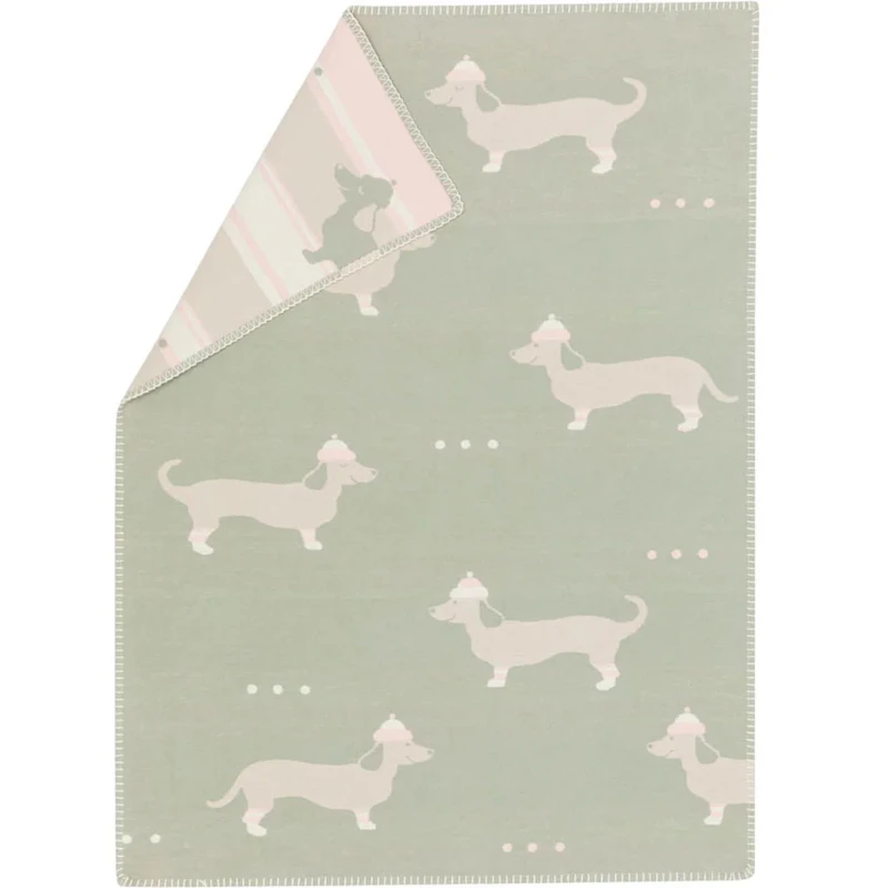 Lena Babytæppe 75x100 cm Dachshund, Light Green