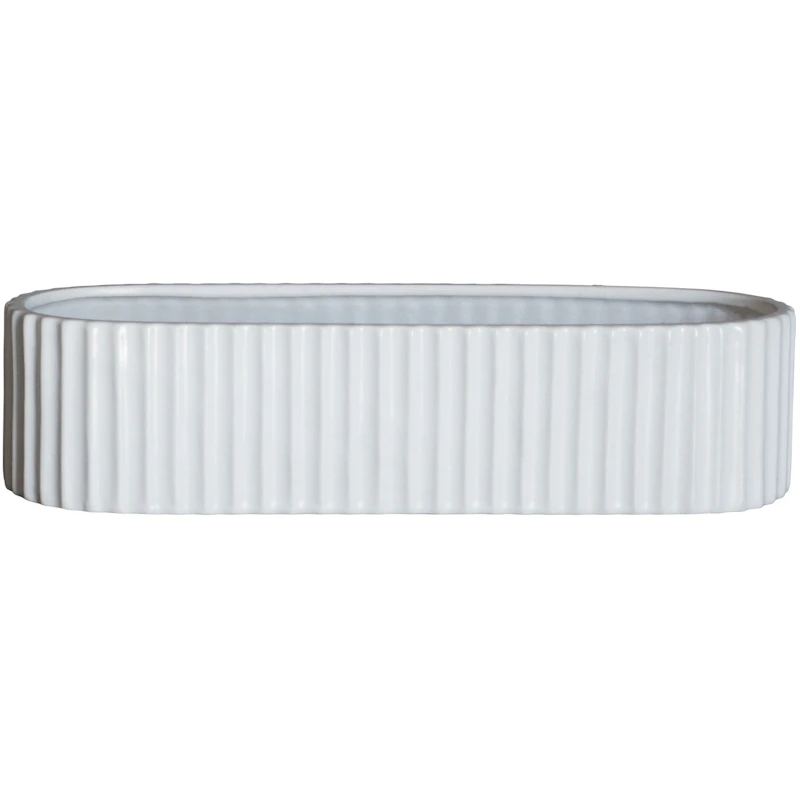 Stripe Adventslysestage 30 cm, Shiny White