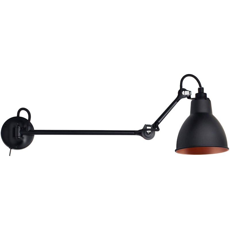 Lampe Gras N°204 L40 SW Væglampe, Sort / Kobber