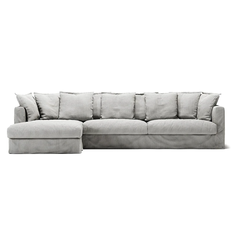 Betræk Til Le Grand Air 3-personers Sofa Hør Divan Venstre, Ash Stripe