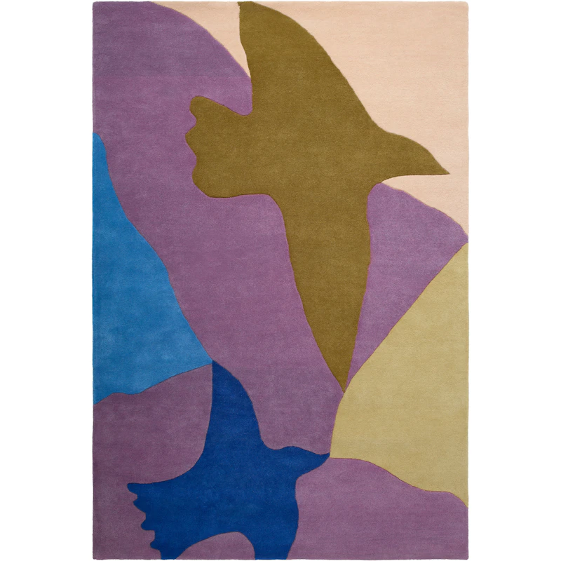 Bird Uldgulvtæppe 250x350 cm, Blåt