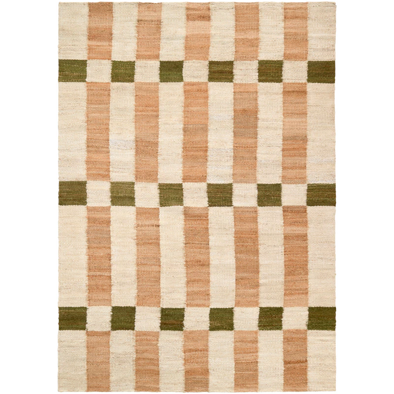 Checks Tæppe Naturligt / Grønt, 180x270 cm