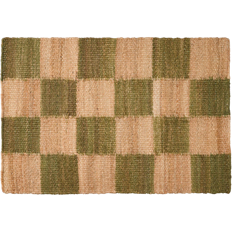 Chess Dørmåtte 60x90 cm, Natural Jute / Grøn