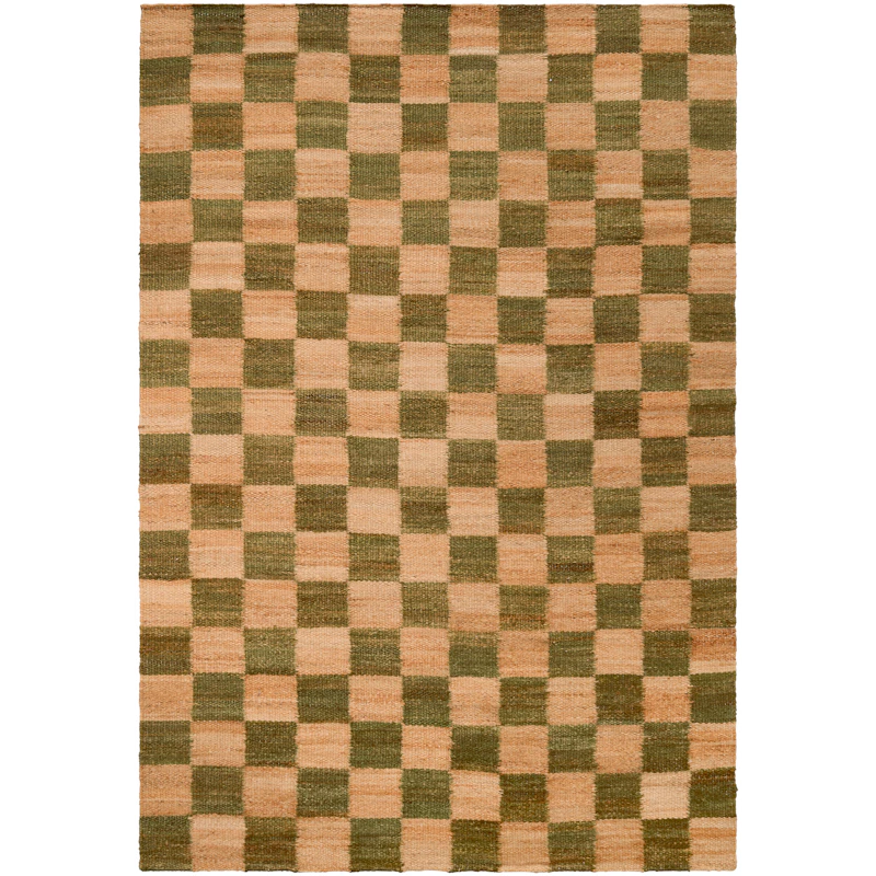 Chess Tæppe 180x270 cm, Natural Jute / Grønt