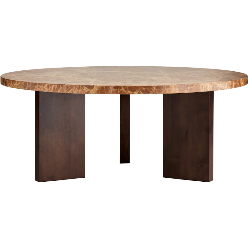Eden Sofabord 90 cm, Mørkt Egetræ / Brun Sten