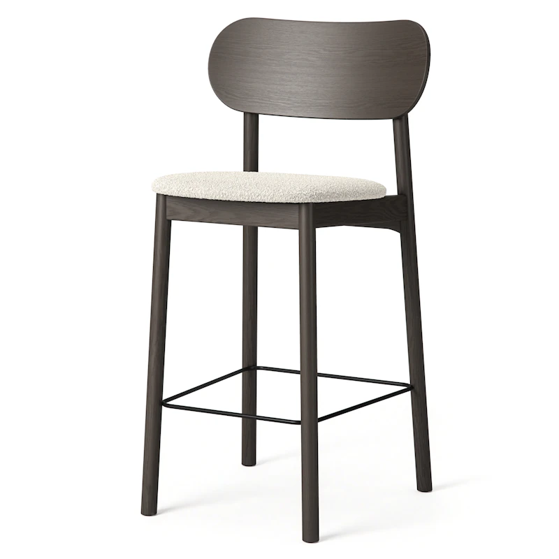 Elephant Barstol, Mørkt Egetræ / Hvidt Bouclé