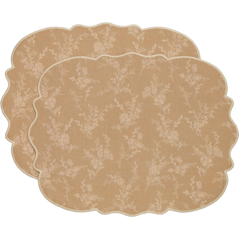 Gia Dækkeserviet Blomst 35x45 cm 2-pak, Beige