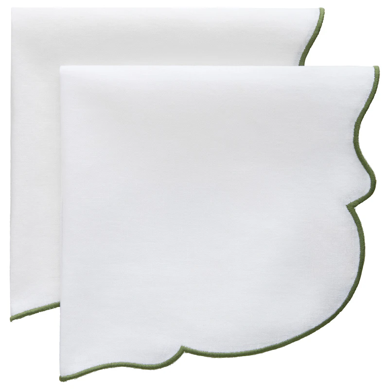 Gia Serviet 45x45 cm 2-pak, Hvid / Grøn
