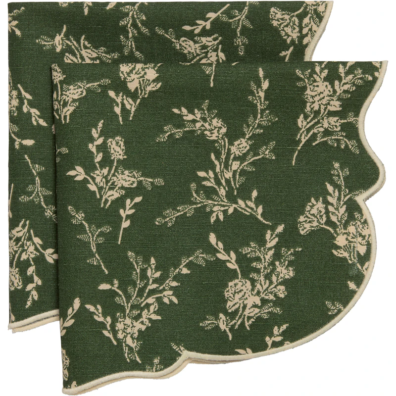 Gia Serviet Blomst 45x45 cm 2-pak, Grøn
