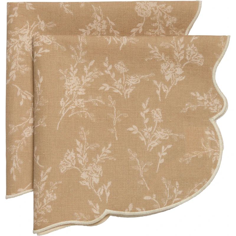 Gia Serviet Blomst 45x45 cm 2-pak, Beige