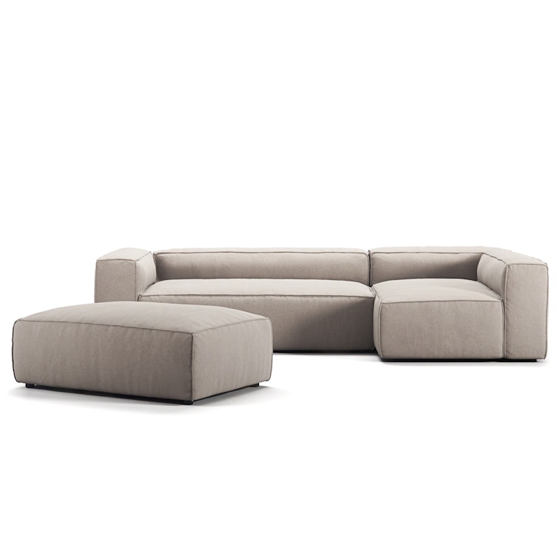 Grand 4-Personers Sofa Divan Højre åbent endestykke med Fodskammel, Sandshell Beige