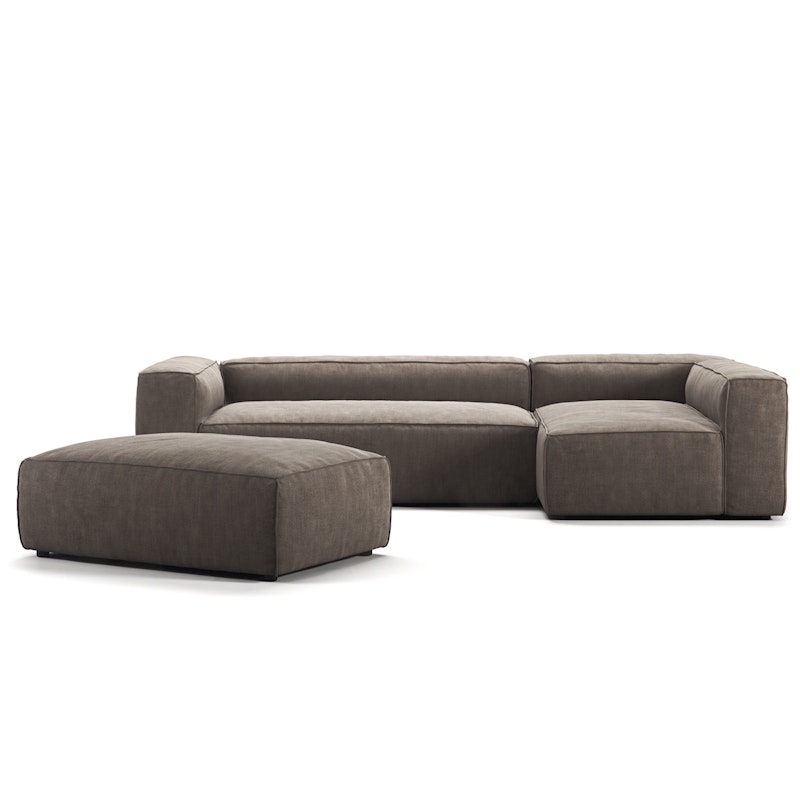 Grand 4-Personers Sofa Divan Højre åbent endestykke med Fodskammel, Mole Brown