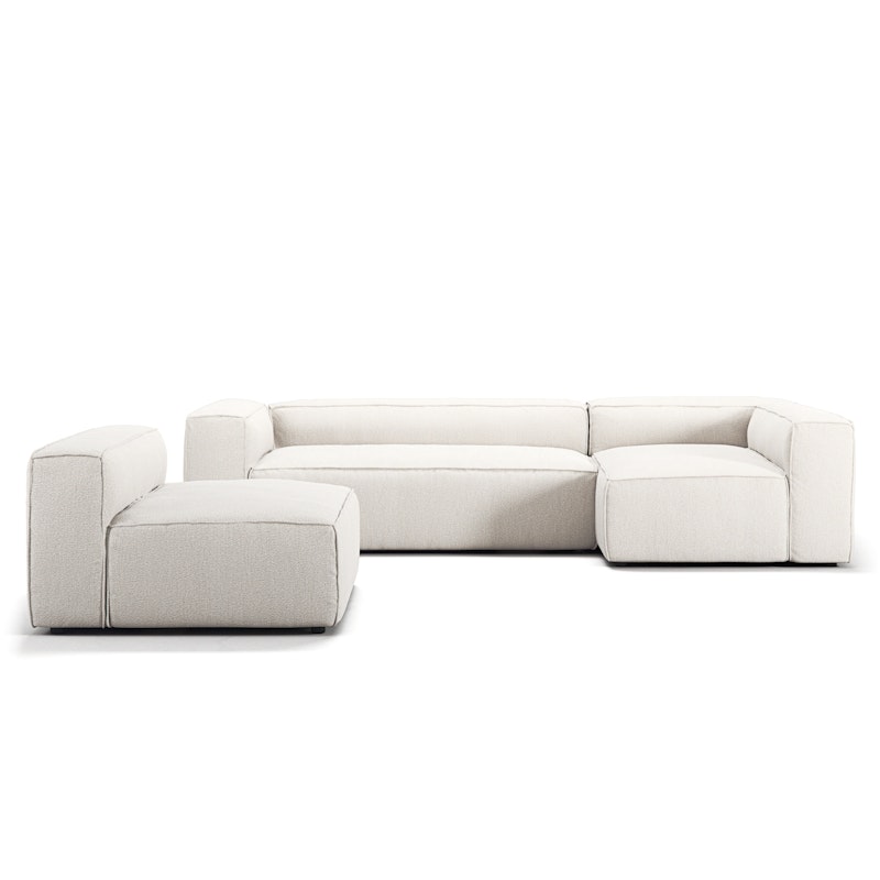 Grand 4-Personers Sofa Divan Højre med Lænestol, Steam White