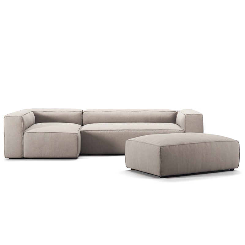 Grand 4-Personers Sofa Divan Venstre åbent endestykke med Fodskammel, Sandshell Beige