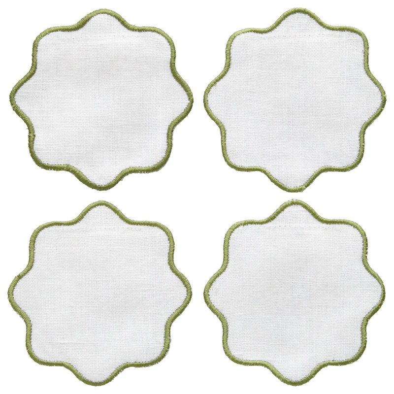 La Tavola Glasunderlag 10x10 cm, Hvidt / Grønt