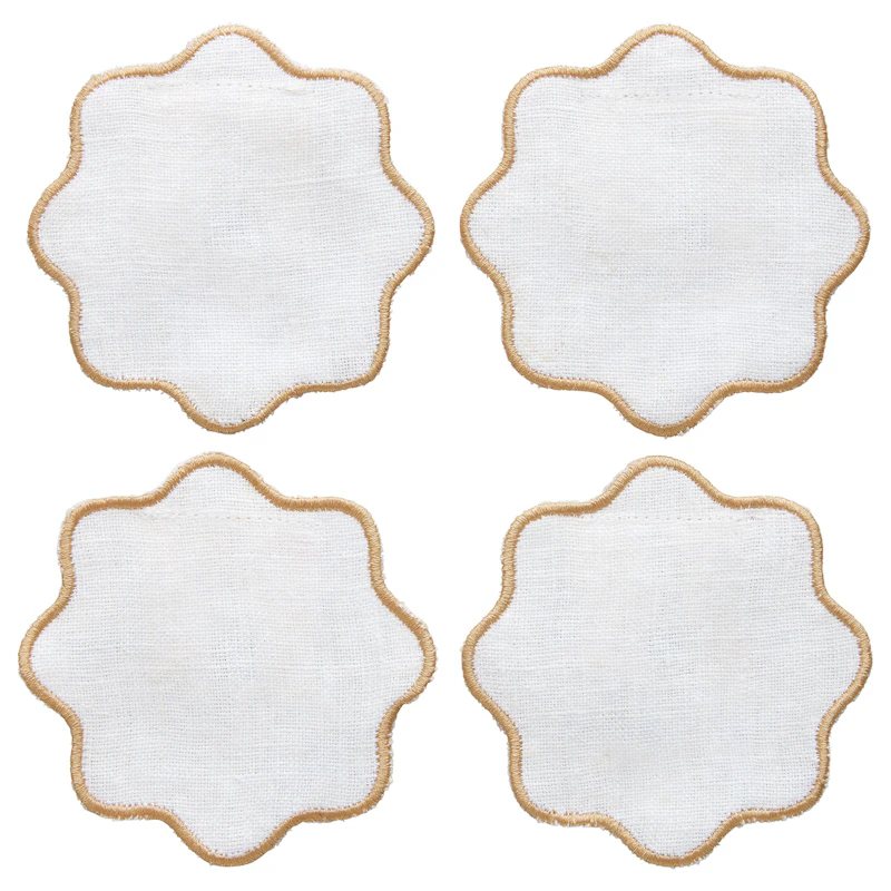 La Tavola Glasunderlag 10x10 cm, Hvidt / Beige