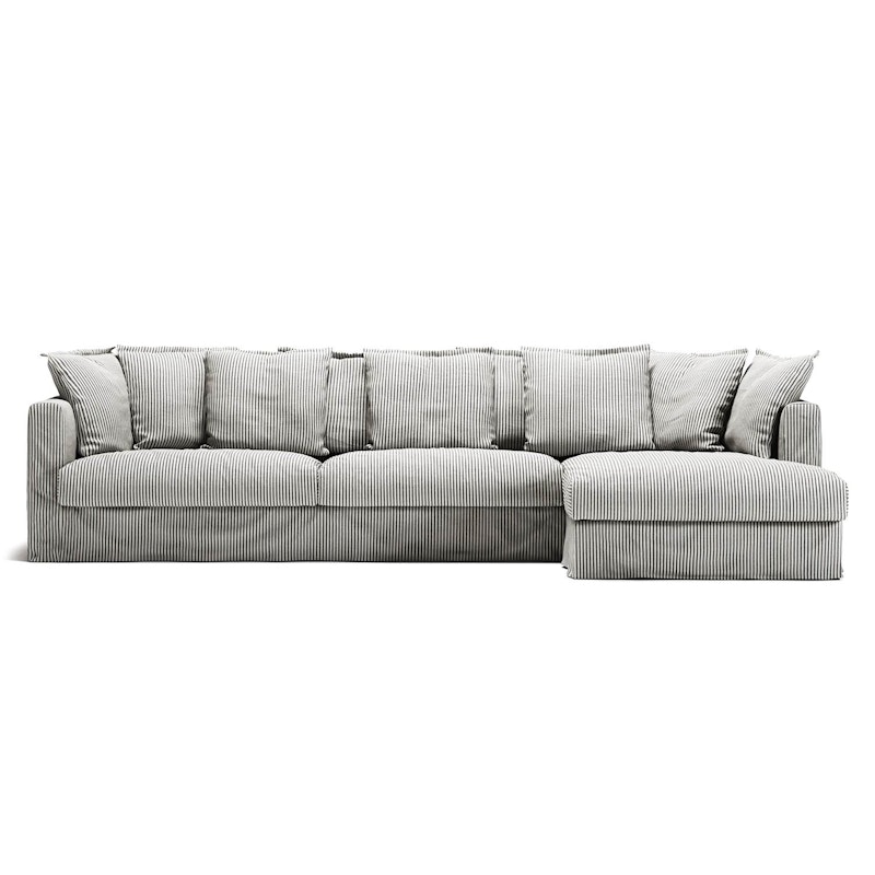 Le Grand Air 3-Personers Sofa Hør Divan Højre, Ash Stripe