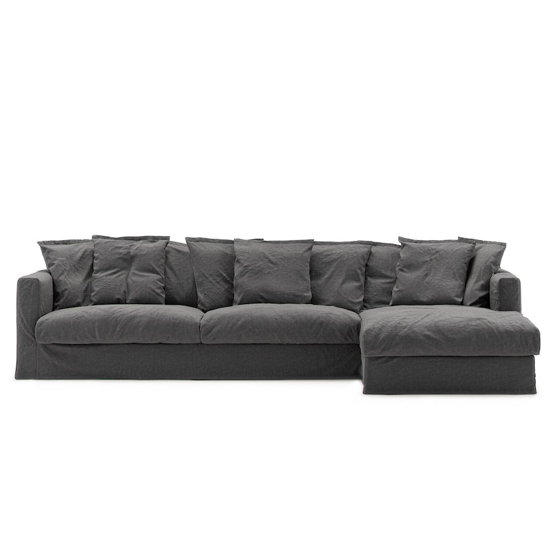 Betræk Til Le Grand Air 3-personers Sofa Hør Divan Højre, Carbon Dust