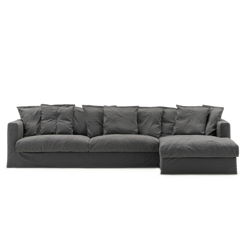 Le Grand Air 3-Personers Sofa Hør Divan Højre, Carbon Dust