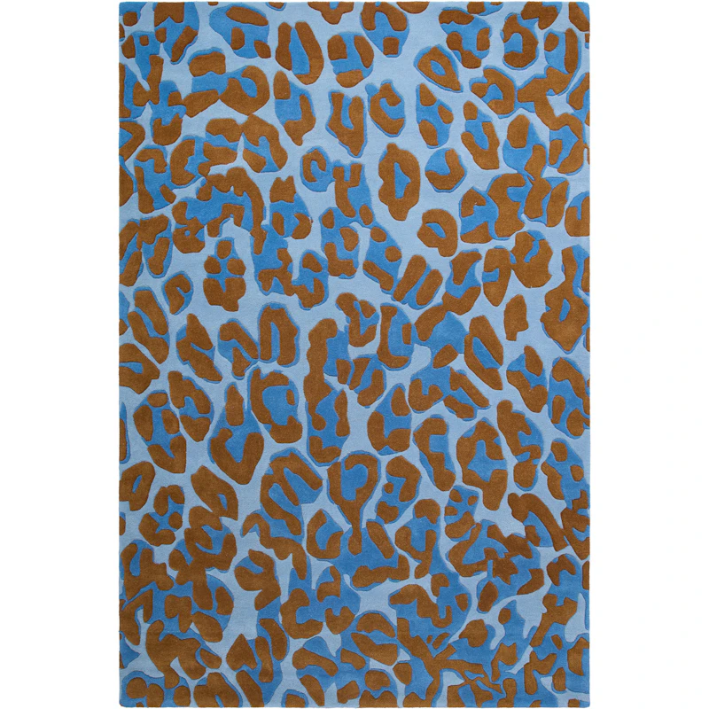 Leopard Uldgulvtæppe 250x350 cm, Blåt