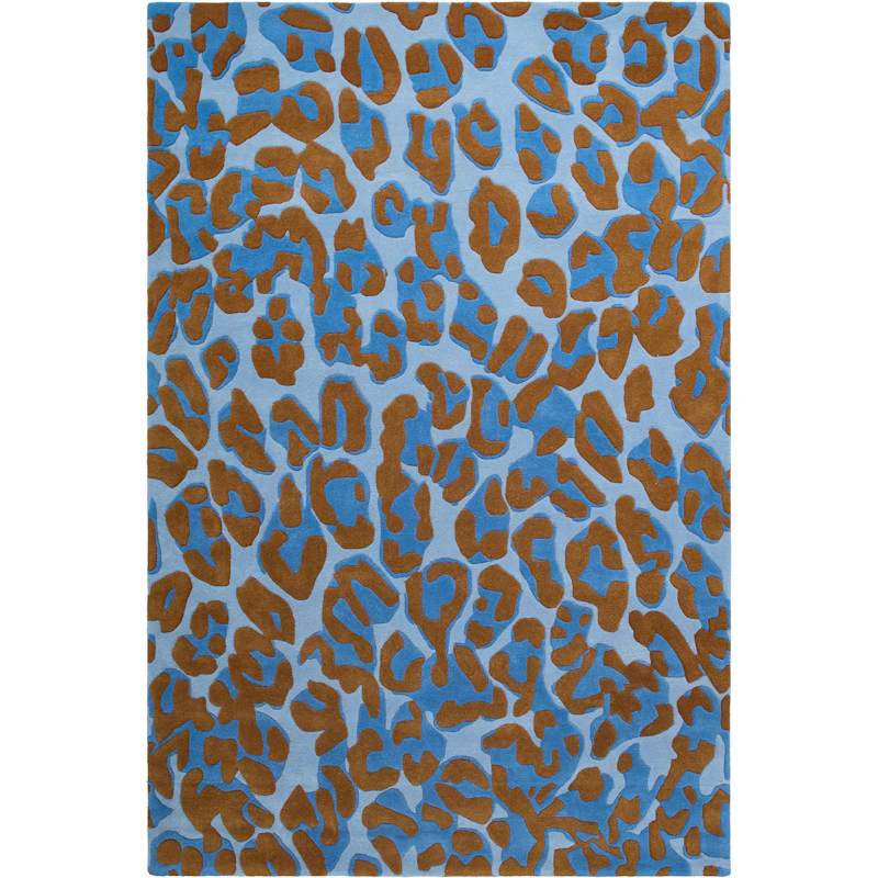 Leopard Uldgulvtæppe 300x400 cm, Blåt
