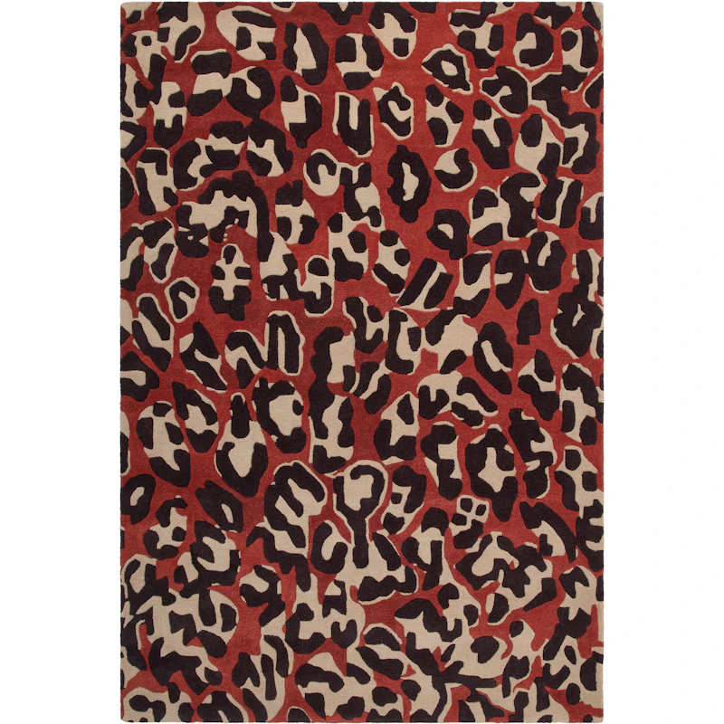 Leopard Uldgulvtæppe 180x270 cm, Rødt