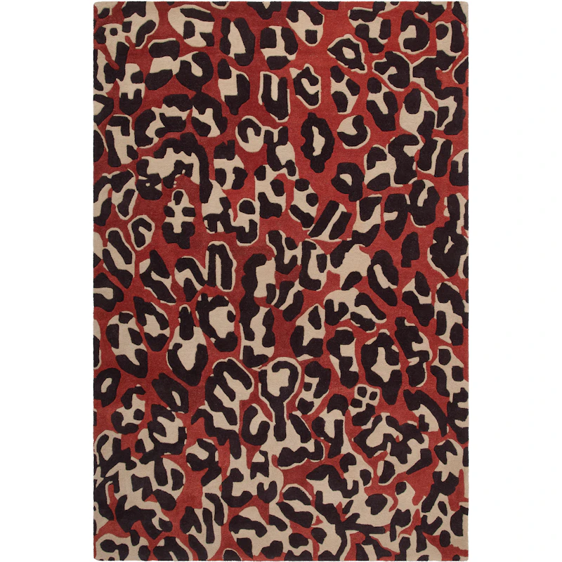Leopard Uldgulvtæppe 250x350 cm, Rødt