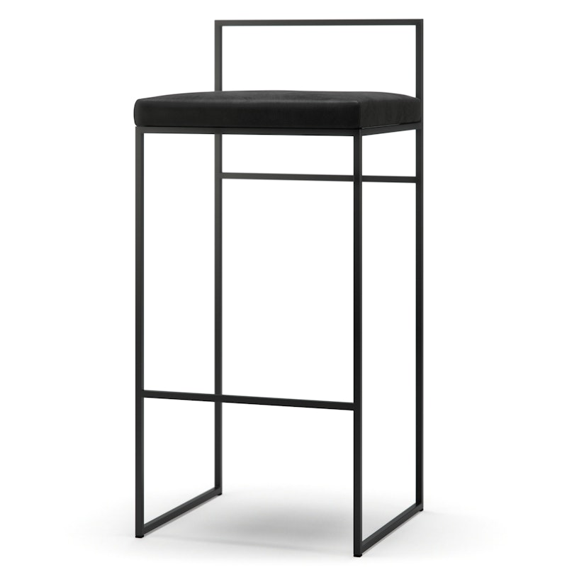 Barstol med Rygstøtte 90 cm, Sort / Sort Fløjl