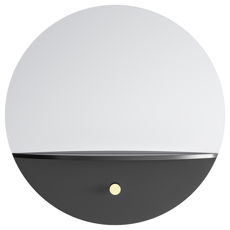 Pie B Vægspejl, Sort , 60cm